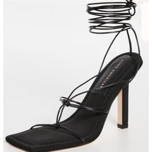 Good American Neoprene Cage Black Tie Lace Up Gladiator Heel NEW 9.5